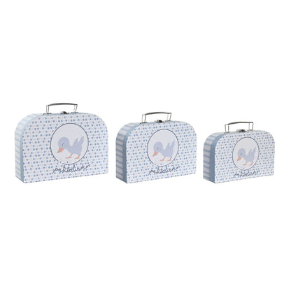Set of decorative boxes DKD Home Decor 28 x 9,5 x 20 cm Blue Metal Multicolour Cardboard