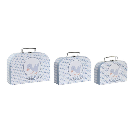 Set of decorative boxes DKD Home Decor 28 x 9,5 x 20 cm Blue Metal Multicolour Cardboard