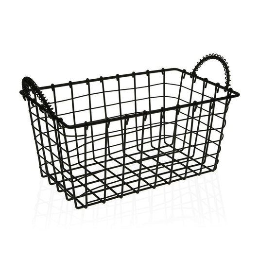 Multi-purpose basket Versa Black Steel industrial (23 x 14,5 x 37 cm)