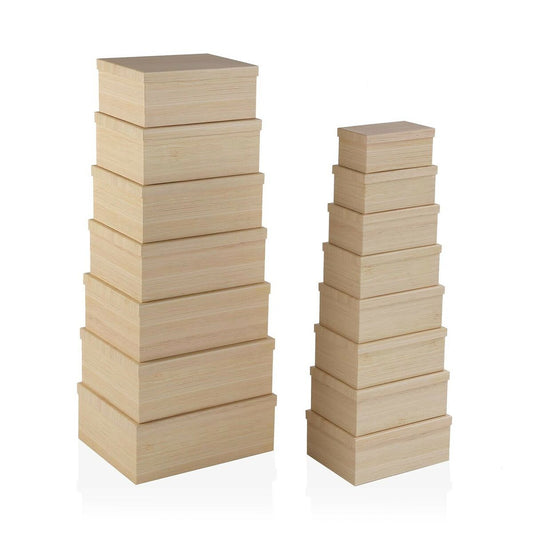 Set of Stackable Organising Boxes Versa Wood Cardboard 15 Pieces 35 x 16,5 x 43 cm