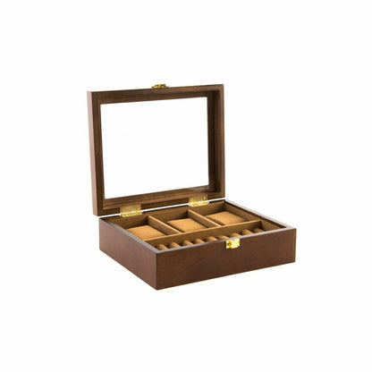Jewelry box DKD Home Decor Brown Wood Crystal MDF Wood 21 x 18 x 8 cm