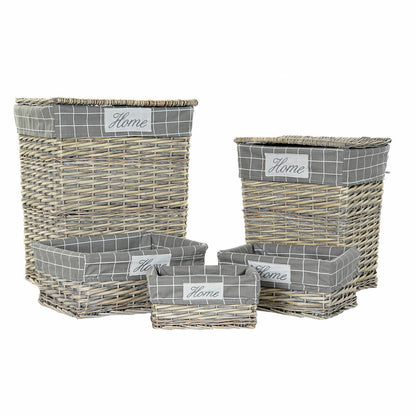 Ensemble de paniers DKD Home Decor en rotin polyester traditionnel (47 x 34 x 55 cm) (5 pièces)