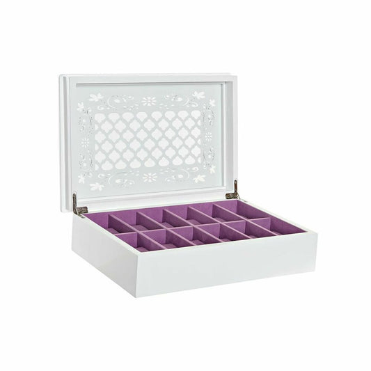 Boîte à bijoux DKD Home Decor Montres 29 x 20 x 9,5 cm Cristal Lilas Blanc Bois MDF