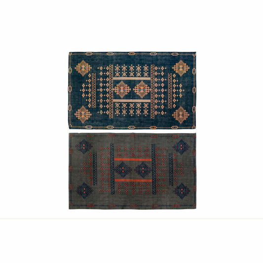 Tapijt DKD Home Decor 120 x 180 x 0,4 cm Blauw Oranje Polyester Arabisch (2 Stuks)