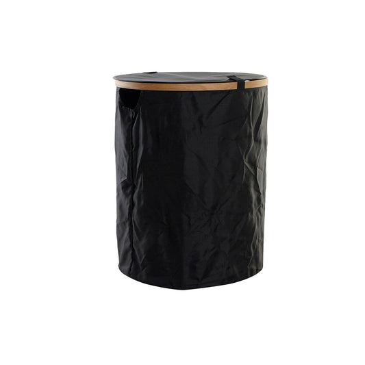 Panier à linge DKD Home Decor en feutre noir chêne (44 x 44 x 57 cm)