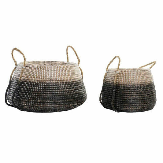 Basket set DKD Home Decor Natural Grey Seagrass (52 x 52 x 44 cm) (2 pcs)