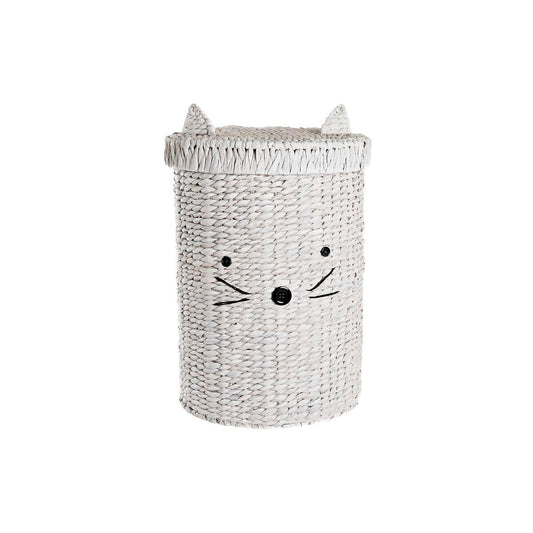 Korb für schmutzige Wäsche DKD Home Decor 42 x 42 x 63 cm Weiß Für Kinder Katze