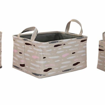 Basket set DKD Home Decor Brown Grey Orange 40 x 30 x 20 cm (3 Units)