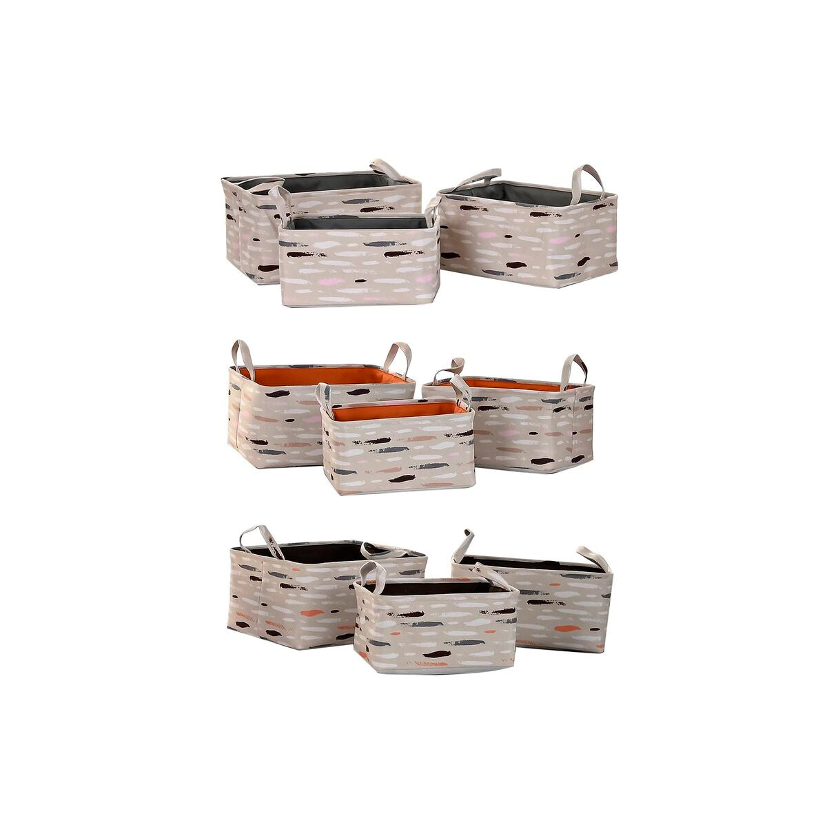 Basket set DKD Home Decor Brown Grey Orange 40 x 30 x 20 cm (3 Units)