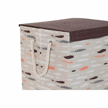 Korb für schmutzige Wäsche DKD Home Decor mit Deckel 36 x 36 x 55 cm Grau Orange (3 Stück)