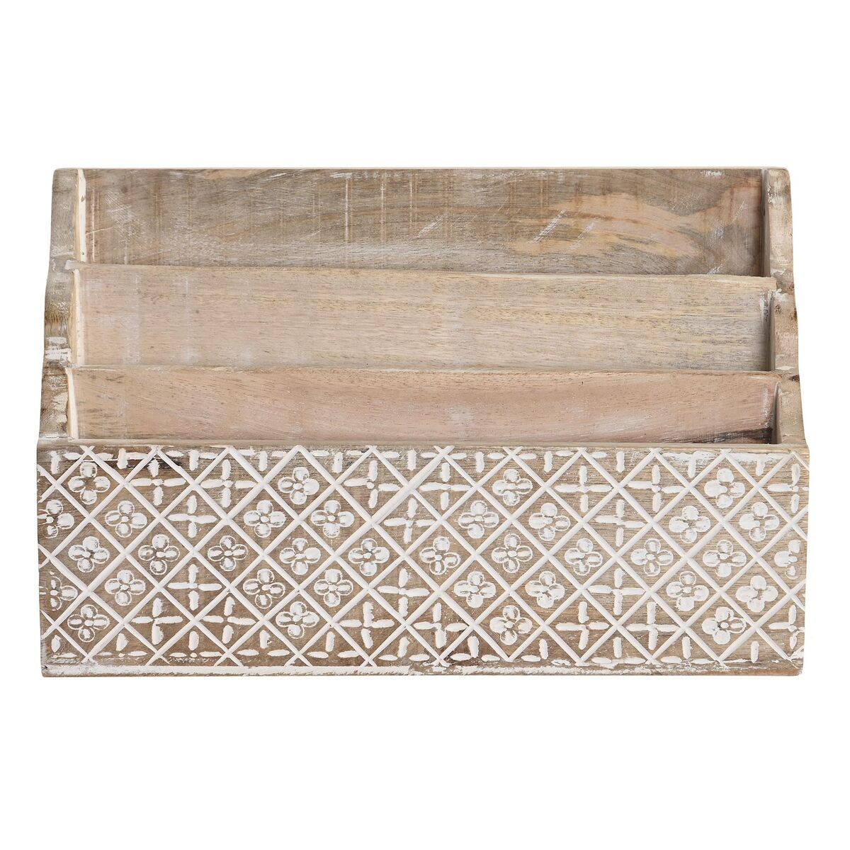 Multi-Purpose Organiser DKD Home Decor White Natural Mango wood 32 x 13 x 21 cm 33 x 12 x 21 cm Sheets (12 Units)