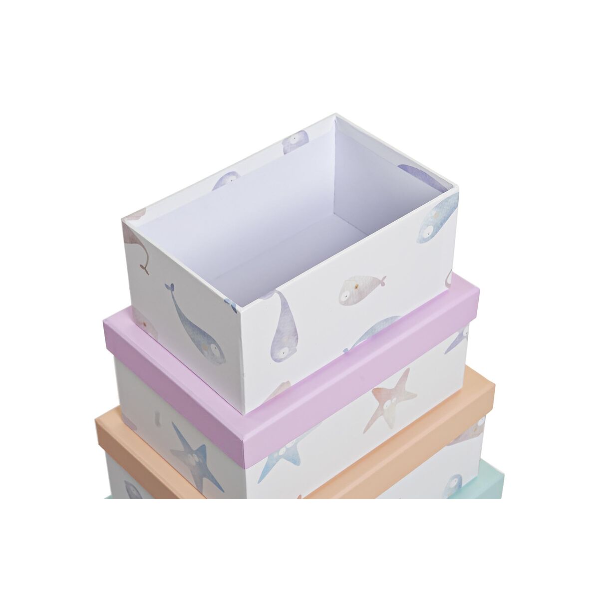 Satz stapelbarer Organizerboxen DKD Home Decor Marineblau Pappe (43,5 x 33,5 x 15,5 cm)