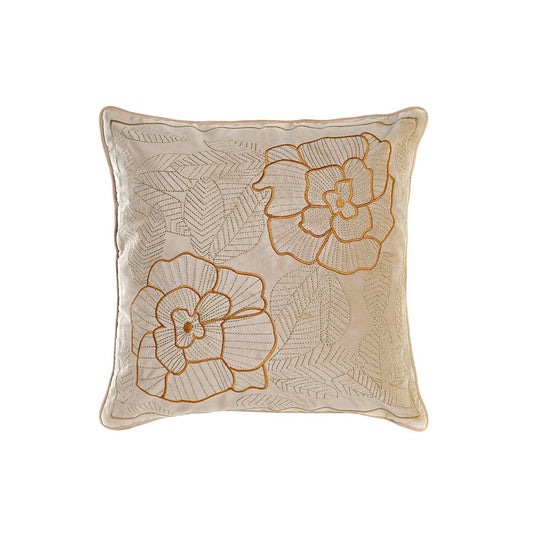 Cushion DKD Home Decor Golden 45 x 10 x 45 cm Flowers