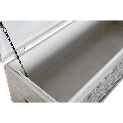 Coffre de rangement DKD Home Decor en céramique gris blanc en bois de manguier (116 x 40 x 50 cm)