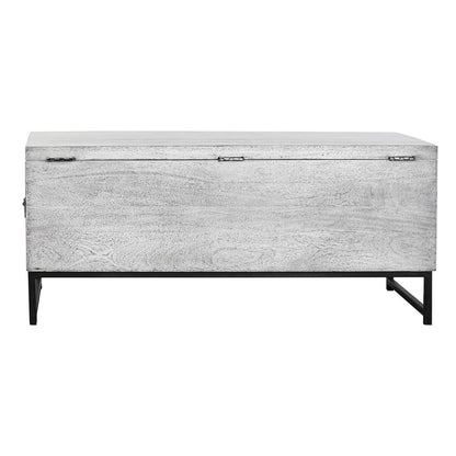 Coffre de rangement DKD Home Decor en céramique gris blanc en bois de manguier (116 x 40 x 50 cm)