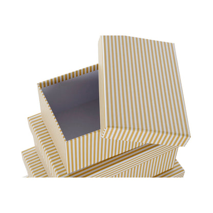 Set of Stackable Organising Boxes DKD Home Decor White Squared Cardboard Mustard (43,5 x 33,5 x 15,5 cm)