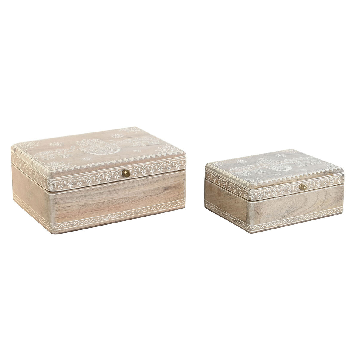 Boîte à bijoux DKD Home Decor 25,5 x 20 x 10,5 cm en bois de manguier naturel (2 unités)