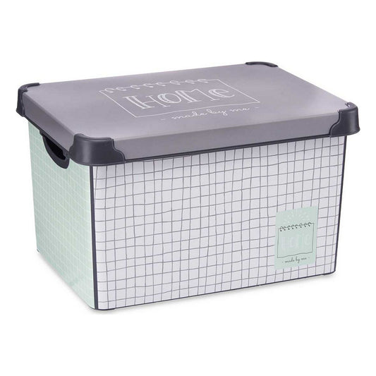 Boîte de rangement avec couvercle en plastique gris pour la maison (29 x 23,5 x 39 cm)