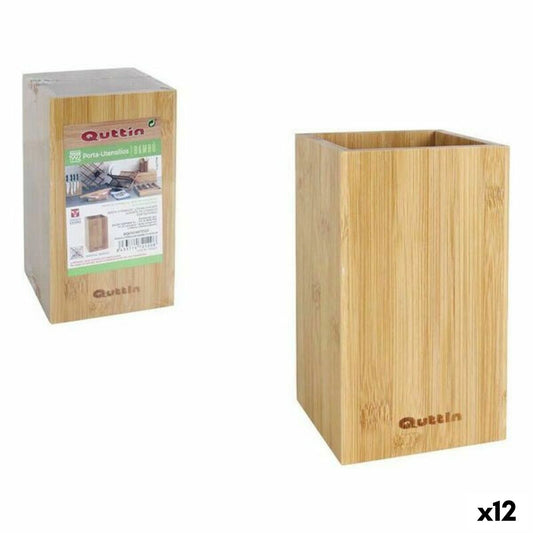 Gefäß für Küchenutensilien Quttin Bambus 10,5 x 10,5 x 18 cm (12 Stück)