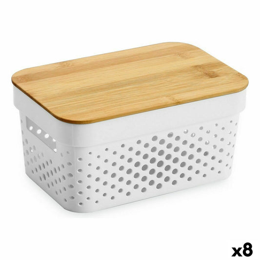 Mehrzweckbox Confortime Weiß Braun Bambus Kunststoff 26,2 x 17,5 x 12,5 cm (8 Stück)