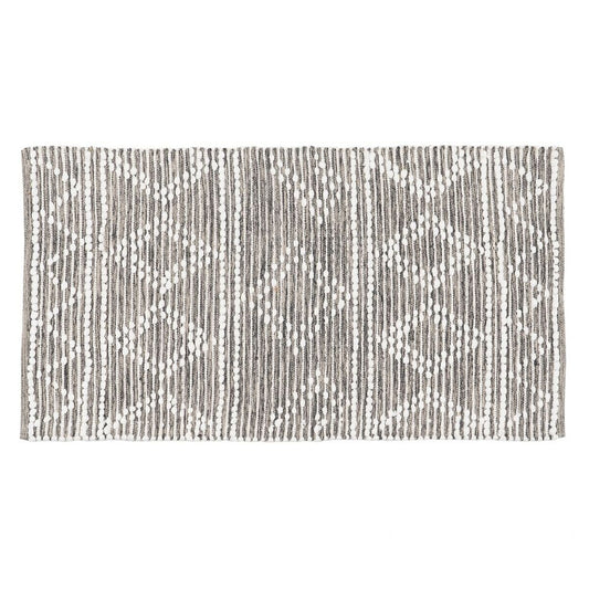 Teppich Weiß Grau 60 % Baumwolle 40 % Polyester 80 x 150 cm
