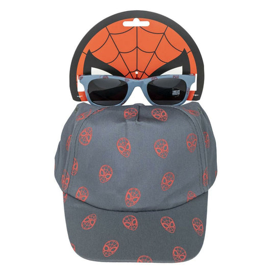 Set van pet en zonnebril Spider-Man Grijs (54 cm) 2 Onderdelen