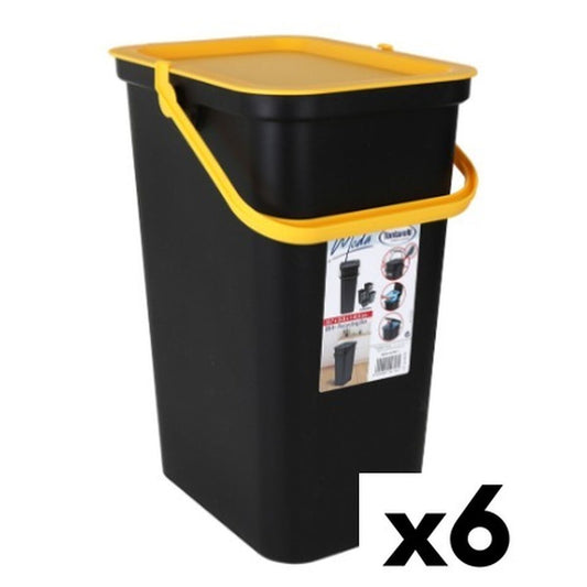 Recycling Papierkorb Tontarelli Moda 24 L Gelb Schwarz (6 Stück)