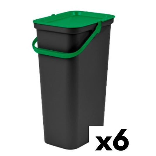 Recycling prullenbak Tontarelli Moda 24 L Zwart Groen (6 Stuks)