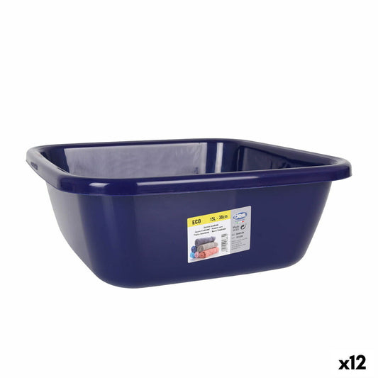 Washing-up Bowl Dem Eco Blue Squared 15 L 38 x 38 x 15 cm (12 Units)