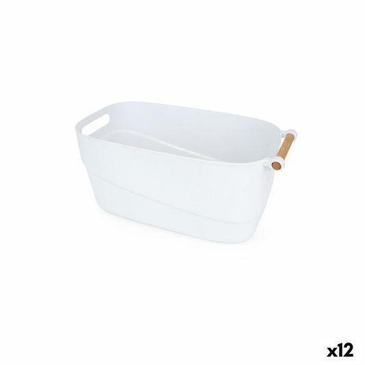 Multi-purpose basket Confortime Plastic With handles Wood 40 x 21,5 x 18 cm (12 Units)