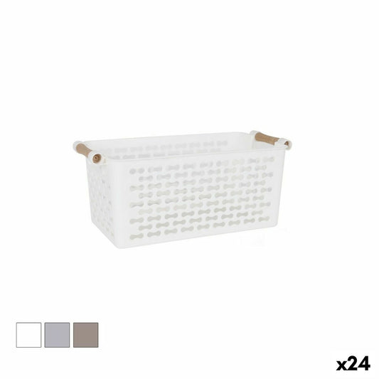 Multi-purpose basket Confortime Plastic With handles Wood 26 x 14,5 x 12 cm (24 Units)