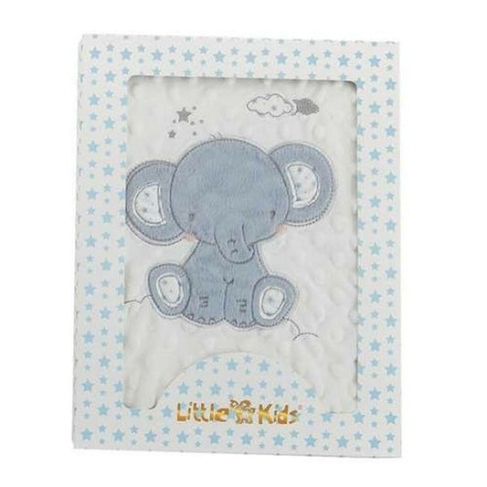 Baby blanket Elephant Blue Embroidery Double-sided 100 x 75 cm