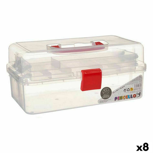 Boîte polyvalente en plastique transparent rouge 33 x 15 x 19,5 cm (8 unités)