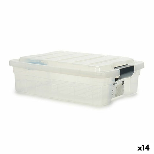 Boîte de rangement avec couvercle en plastique transparent 35 x 14 x 47 cm (14 unités)