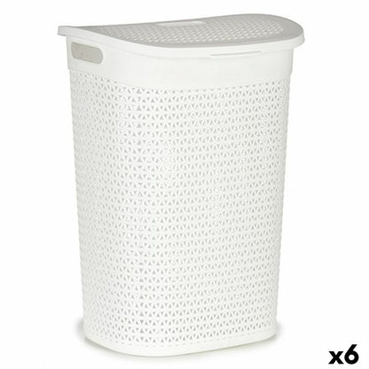 Wäschekorb Weiß Kunststoff 60 L 43,5 x 57,5 x 34 cm (6 Stück)