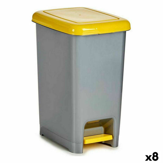 Recycling Waste Bin With pedal Yellow Plastic (8 Units)