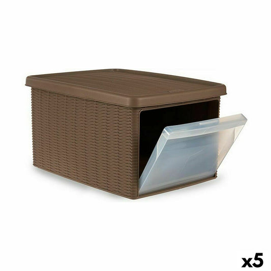 Boîte de rangement avec couvercle Stefanplast Elegance côté beige en plastique 29 x 21 x 39 cm (5 unités)