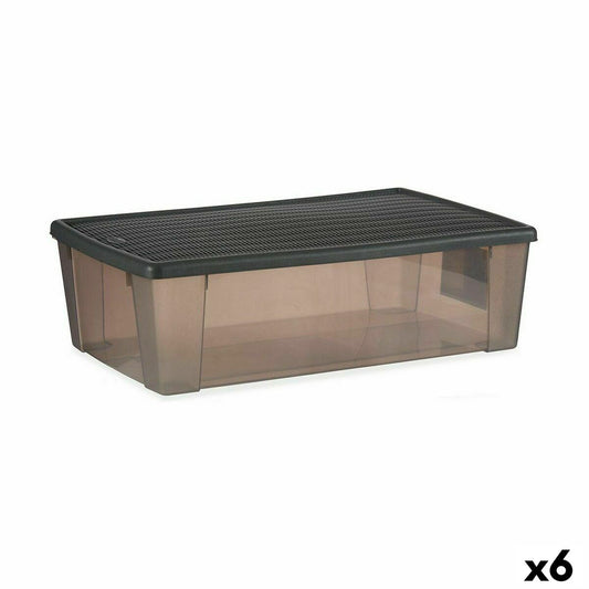 Boîte de rangement avec couvercle en plastique gris Stefanplast Elegance 30 L 38,5 x 17 x 59,5 cm (6 unités)