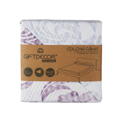 Reversible Bedspread 180 x 260 cm White Purple (6 Units)