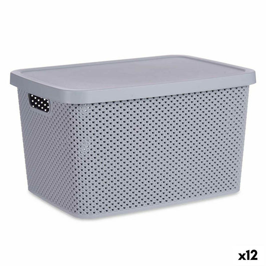 Boîte de rangement avec couvercle en plastique gris 19 L 28 x 22 x 39 cm (12 unités)