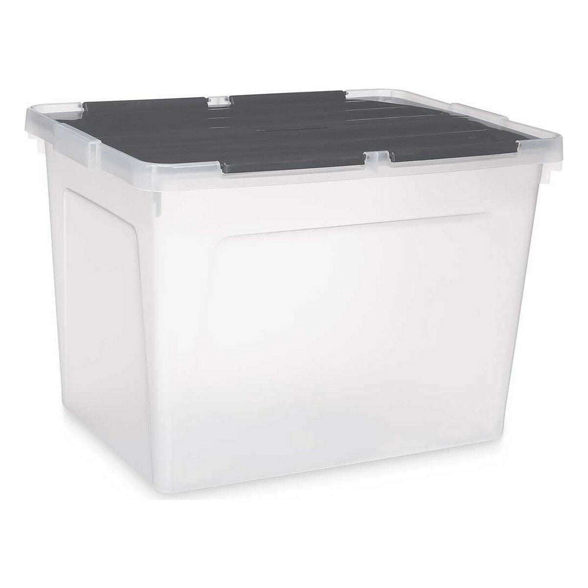 Boîte de rangement avec couvercle 48 L transparent anthracite (6 unités)