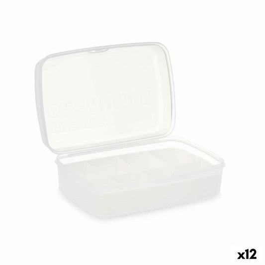 Box mit Fächern Weiß Durchsichtig Kunststoff 21,5 x 8,5 x 15 cm (12 Stück)