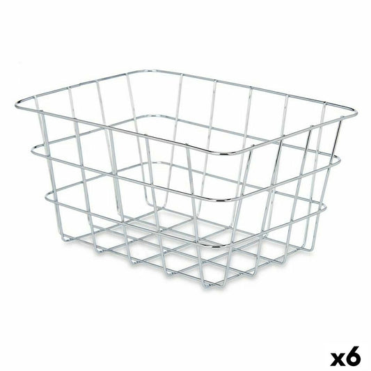 Multi-purpose basket Silver Metal 24 x 12,5 x 18,5 cm Rectangular (6 Units)